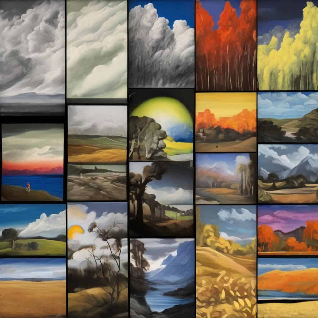 Ουρανοί και φυσικά τοπία με τεχνικές ζωγραφικής, τέχνη της χαράξης και δημιουργία έργων τέχνης.